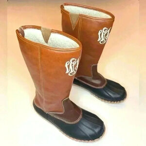 Outwoods Brown back Zip Duck Boots Faux Fur Lined